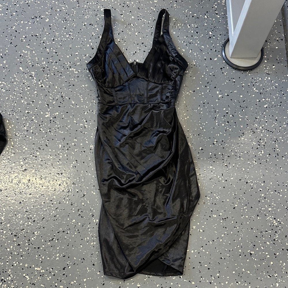 SHEIN Black Satin Mini Dress